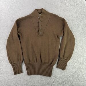 Vintage Army Sweater Medium Brown Drab 5 Button Military‎ Combat Vietnam 60s